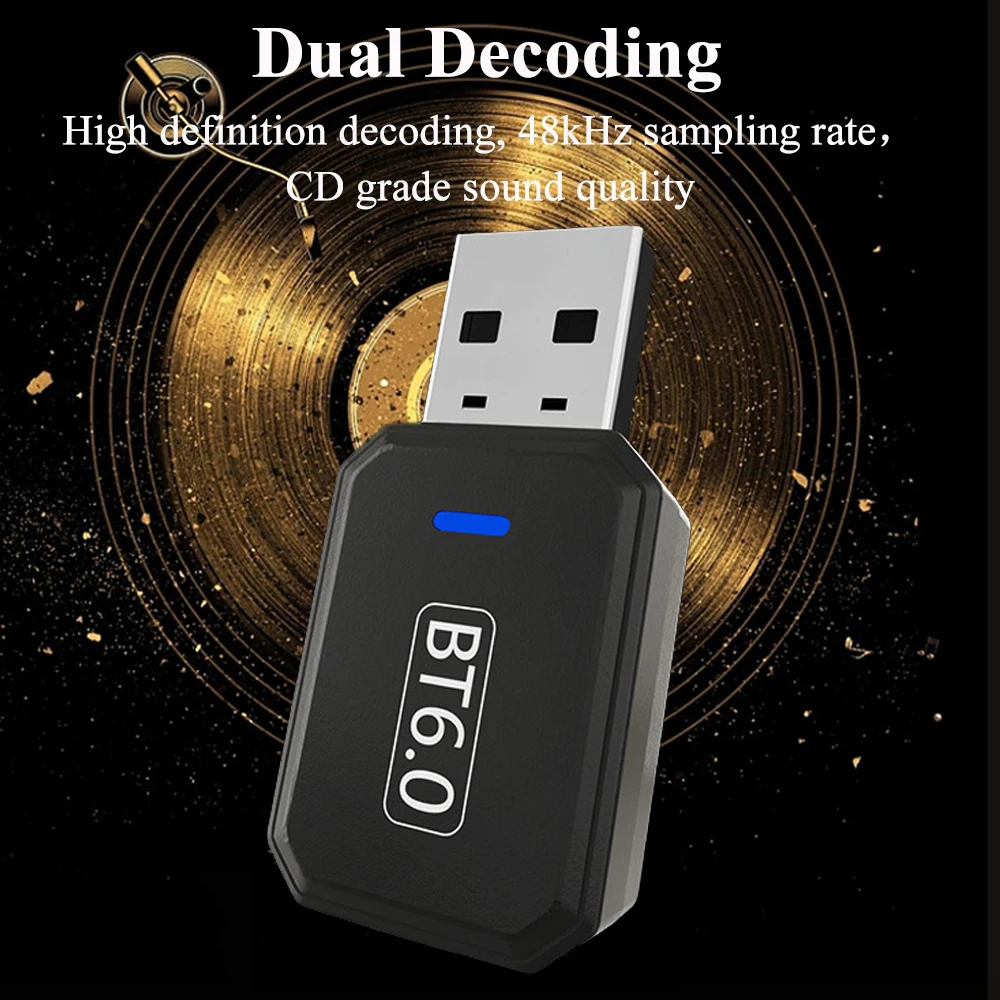 Фото Адаптер KEBIDU Bluetooth 6.0, USB-адаптер без драйверов для ПК Win11/10, беспроводной передатчик-приемник для клавиатуры, наушников, геймпада №3