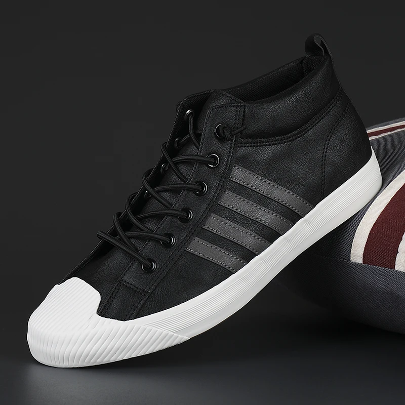 

Round Head Men's Shoes Retro Leather Boots Front Lace Up Comfortable Flat Bottomed Men's Shoes And Ankle High Top Men's Shoes