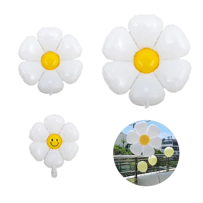 1 шт. алюминиевый шарик со смайликами в виде Маргаритки |