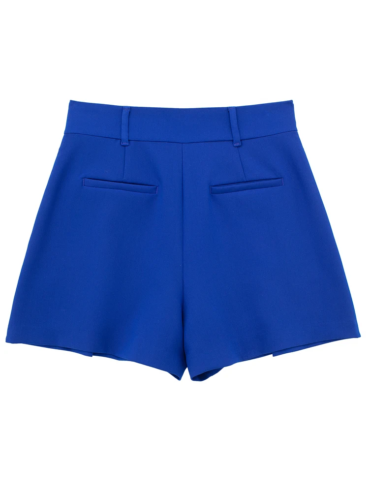 PAILETE Women 2023 fashion front pleats shorts vintage high waist zipper fly female short pants mujer