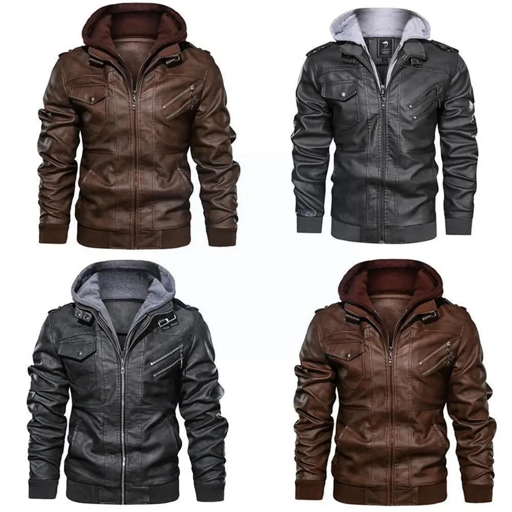 

New Men Leather S Autumn Casual Motorcycle Pu Biker Eu Brand Leather S Clothes Size N2p1