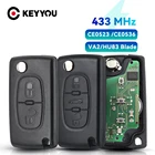 KEYYOU для Peugeot 307, 3008, 308, 408, 3 кнопки, флип-светильник, флип-светильник, VA2HCA Blade, CE0523 ASK, 433 МГц, ID46, PCF7941