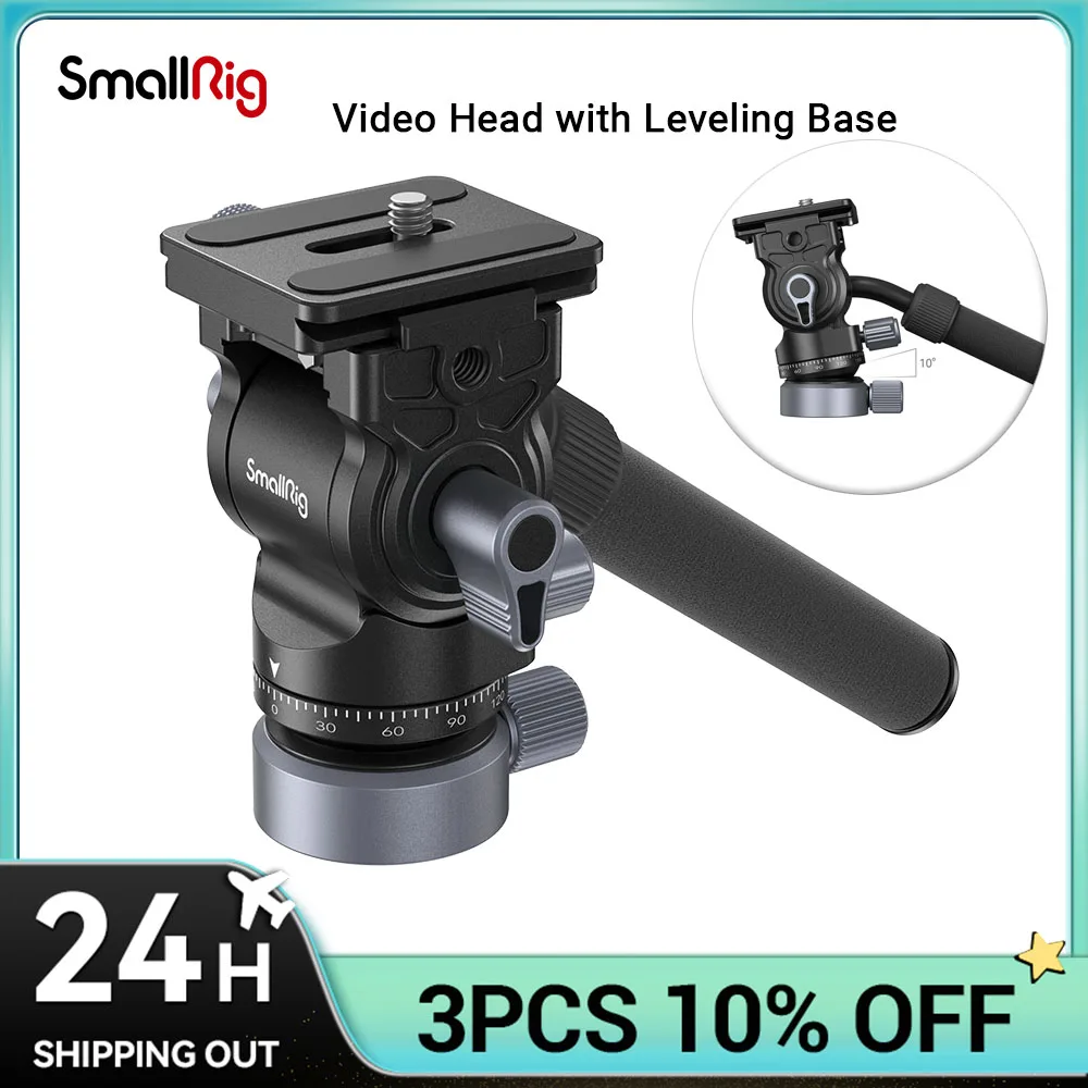 

Видеоголовка SmallRig CH20 с основанием для чаши выравнивания, видеоголовка всего 350 г нагрузка 4 кг с телескопической ручкой, компактная и портативная, 4170