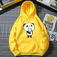 panda eating ice lolly hoodie cute funny print anime fleece pullover women clothes for girls sudaderas para mujer loose harajuku