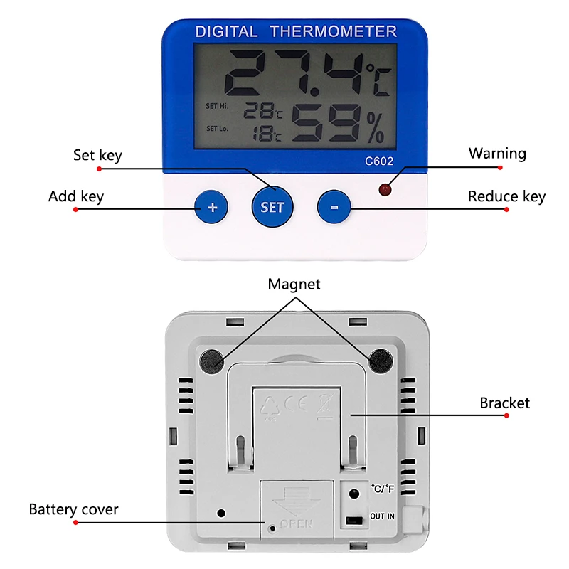 electronic lcd digital display kitchen meat oil food probe thermometer temperature sensor hygrometer home sensor humidity mete free global shipping