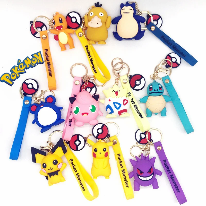

Anime Pokemon Action Figure Pikachu Keychain Pokémon Keychain Squirtle Psyduck Keychain Model Car Keychain