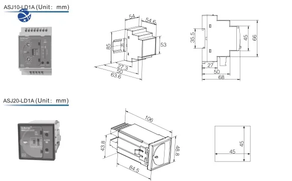ASJ10-LD1A светодиодный дисплей типа A защитное реле от утечки заземления