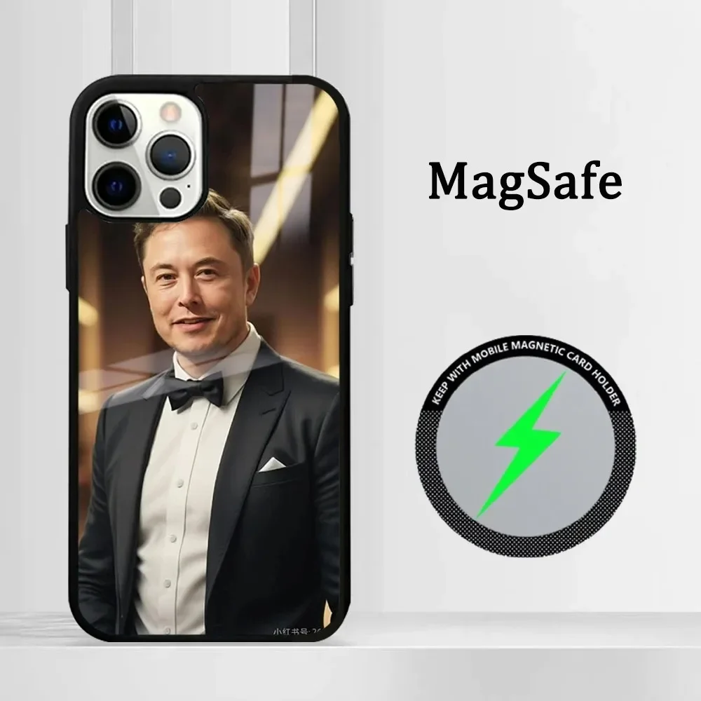 Elon Musk Phone Case For IPhone 16 15 14 13 12 11 Pro Max Plus Mini Magsafe Mirror Wireless Magnetic Cover