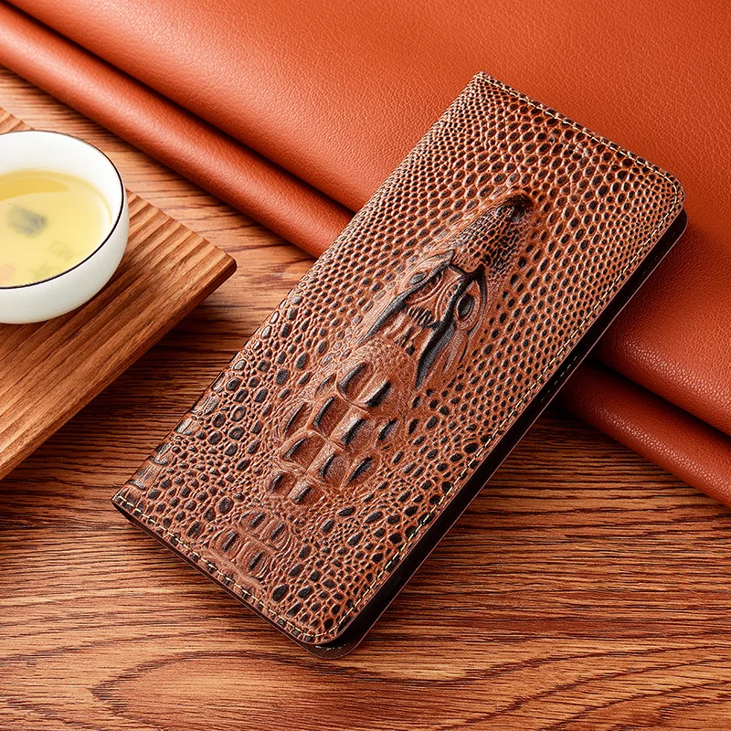 

Phone Case For Samsung Galaxy A5 A6 A7 A8 Plus A9 A6S A8S 2018 Xcover 5 6 Pro Crocodile Head Genuine Leather Magnetic Flip Cover