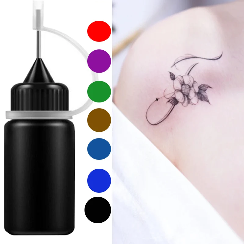 

10ml Waterproof Natural Juice Tattoo Liquid Red Black Brown Blue for DIY Temporary Body Art Drawing Long Lasting Body Art Cream