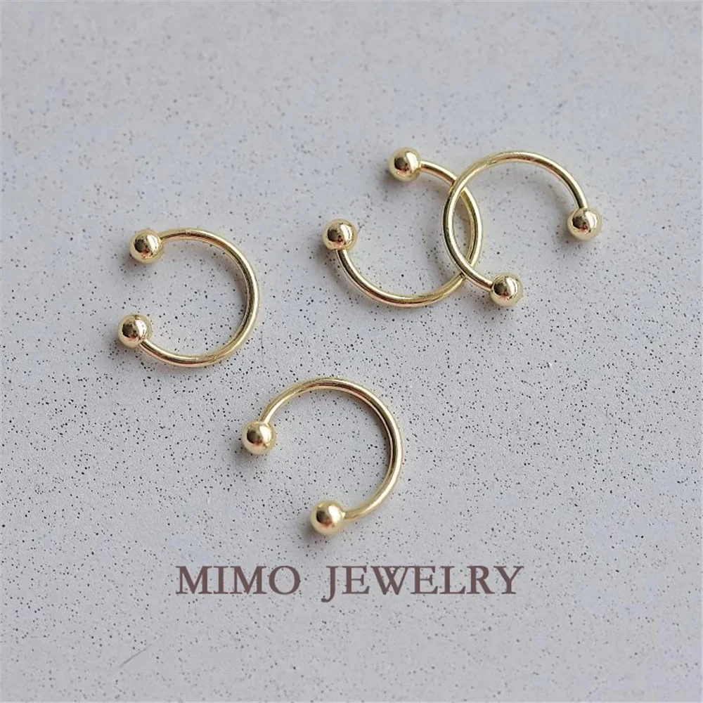 Цветной позолоченный зажим для ушей с двойной бусиной. Простой регулируемый