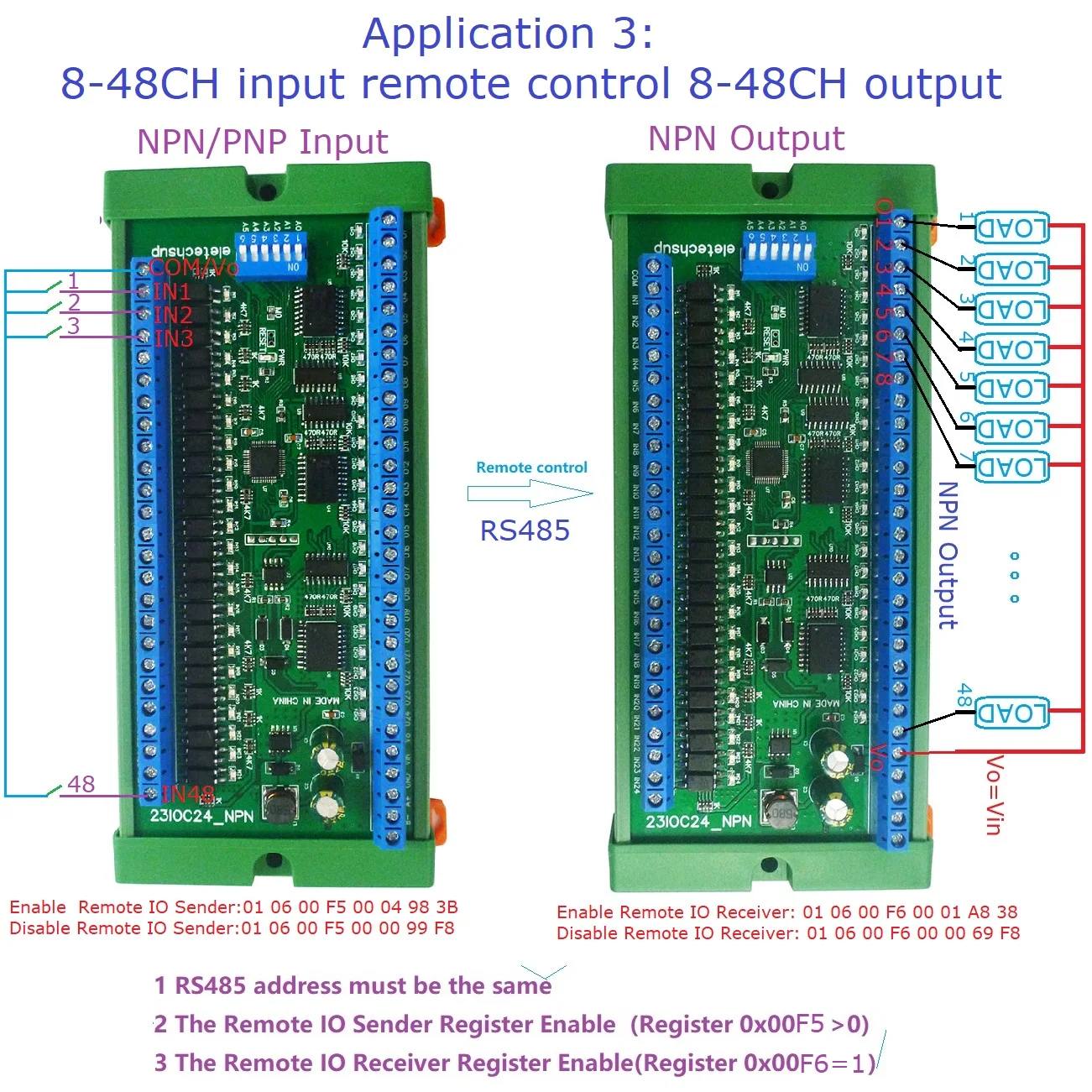 

DC 12V 24V 8-48CH RS485 NPN PNP Input Output Port Remote Control Switch PLC IO expansion Board DIN35 Modbus RTU Module