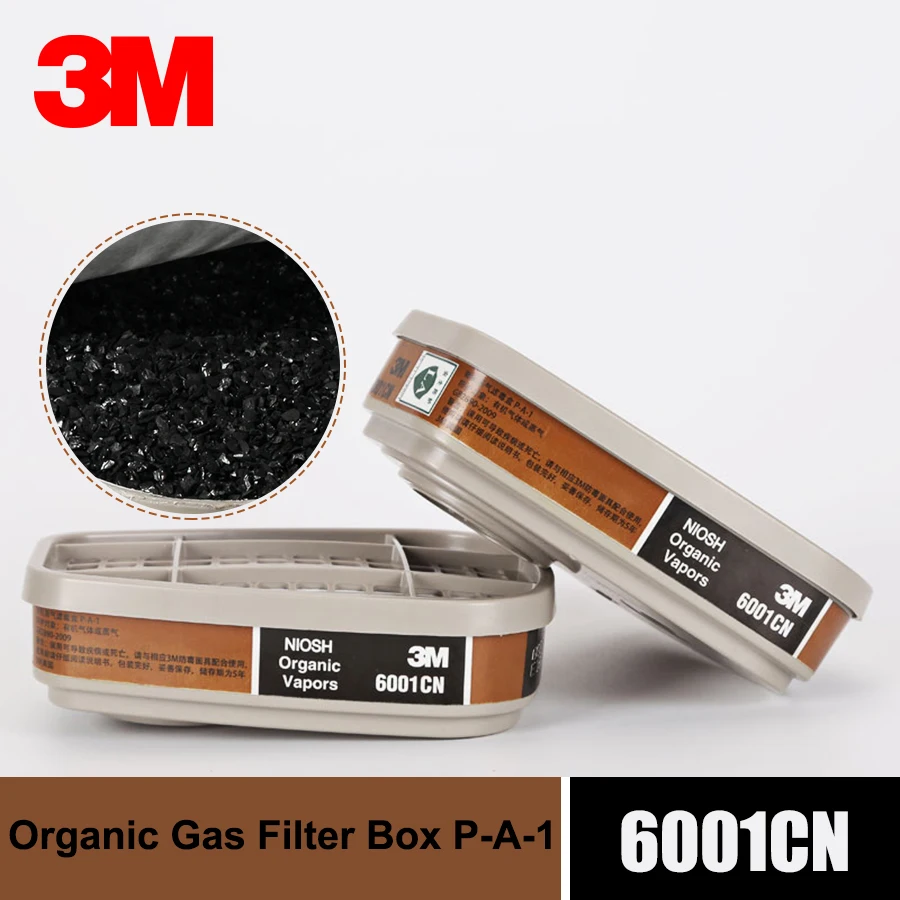 

2 PCS=1 Pair 3M 6001CN Organic Vapor Respirator Activated Carbon Filter Cartridge Chemical For 7502 6200 6502 6800 Face Mask