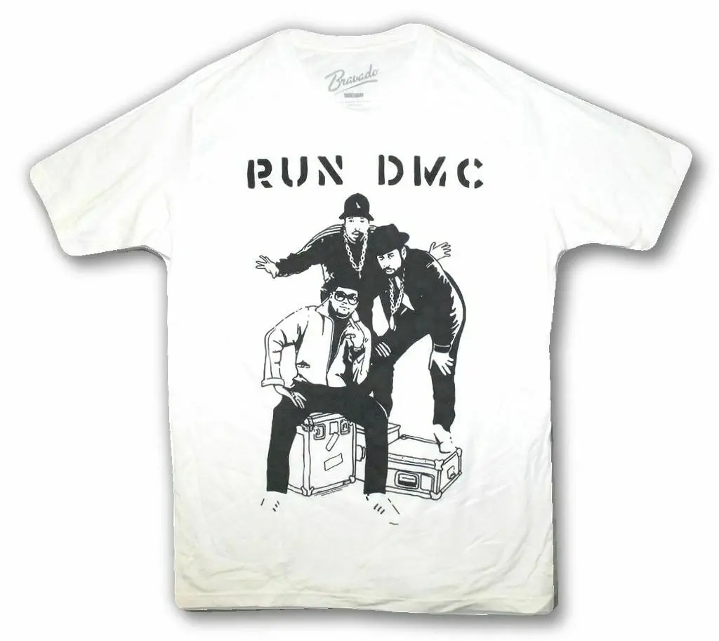 

Run DMC Sketch Band Image Adult White T Shirt New Merch
