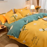 home textile white chrysanthemum fashion classic duvet cover bed sheet pillow case single double queen king for home bedding set