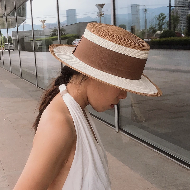 Шляпа с плоским верхом в британском стиле шляпа от солнца маленькими полями