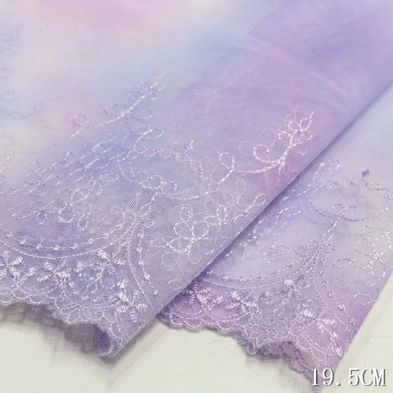 

63Yards Retro Light Purple Flower Mesh Lace Fabric for Fringe Trimmings Party Wedding Dress Curtain Decor Sewing Accessories