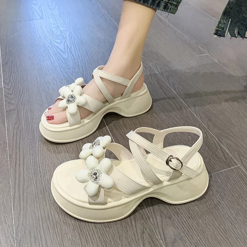 

Женские сандалии на каблуке, черные туфли-Эспадрильи на платформе, с ремешком на средней пряжке, для увеличения роста, 2023