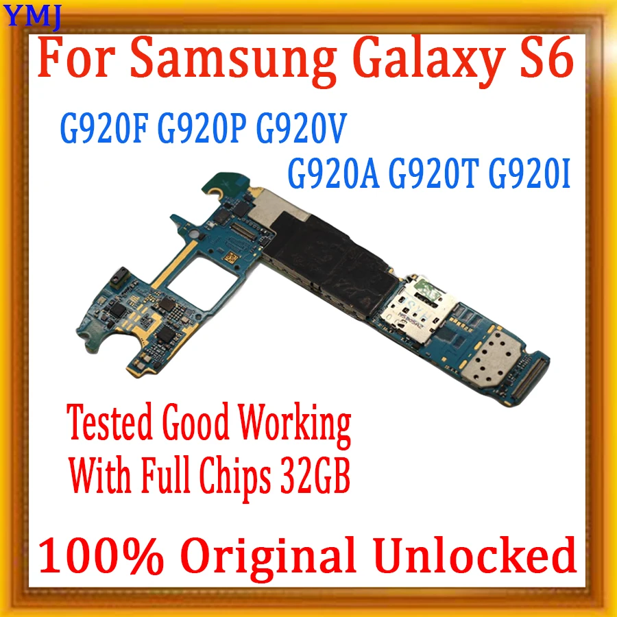 

Original Unlocked For Samsung Galaxy S6 G920F G920V G920I Motherboard 32GB Full Tested Mainboard IMEI Android System Logic Board