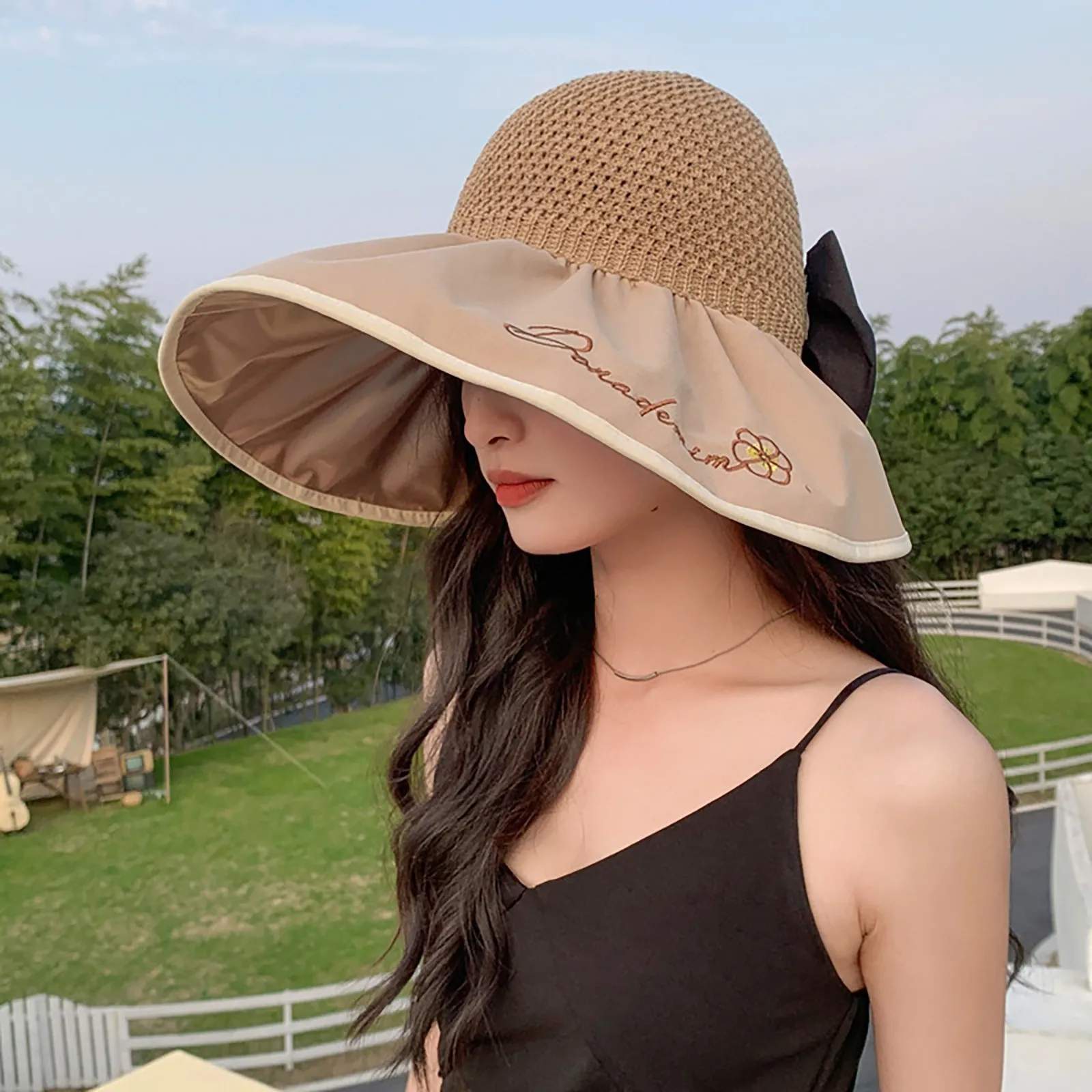 

Womens Bucket Hats Cool Sun Caps Summer Outdoor Sunscreen Hats Panama Fisherman Hat Breathable Sun Prevent Hat Travel Beach Cap