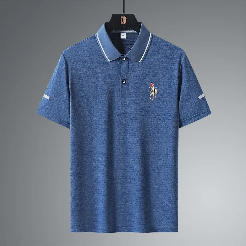 2023 New Summer Embroidered Polo Shirt Casual Business Short Sleeve T-shirt Golf Men's Clothing Large 6XL 7XL