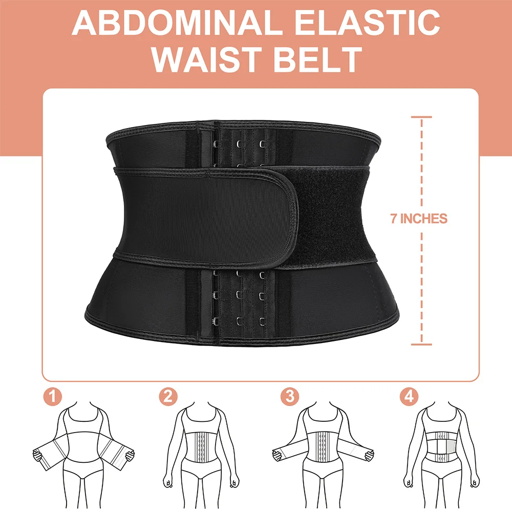 Atbuty Lose Weight Flat Belly Belt Short Latex Workout Waist Trainer Tummy Girdle Women Binder Shapers Modeling Strap Body Fajas