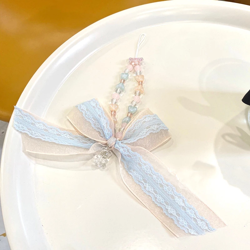 Ribbon BowKey Chain Ladies Fashion Cute Romantic Vintage Keychain Charm Korea 90s Aesthetic Bag Phone Chain Decoration Gift New