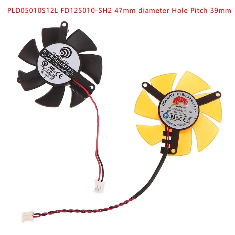 

1 шт. для pld05010s12 L Φ 47 мм Диаметр шага отверстия 39 мм 12 В постоянного тока алюминиевая графическая карта теплоотвод охлаждающий вентилятор