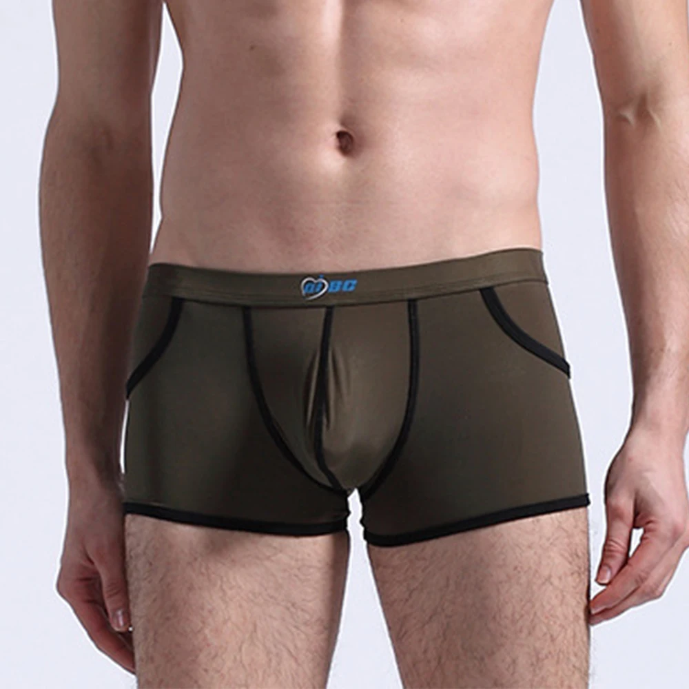 

2022 Men Ice Silk Boxer Breathable Low Rise Lingerie Comfortable Underpants Soft Briefs Fashionable Underwear Sports Underpant