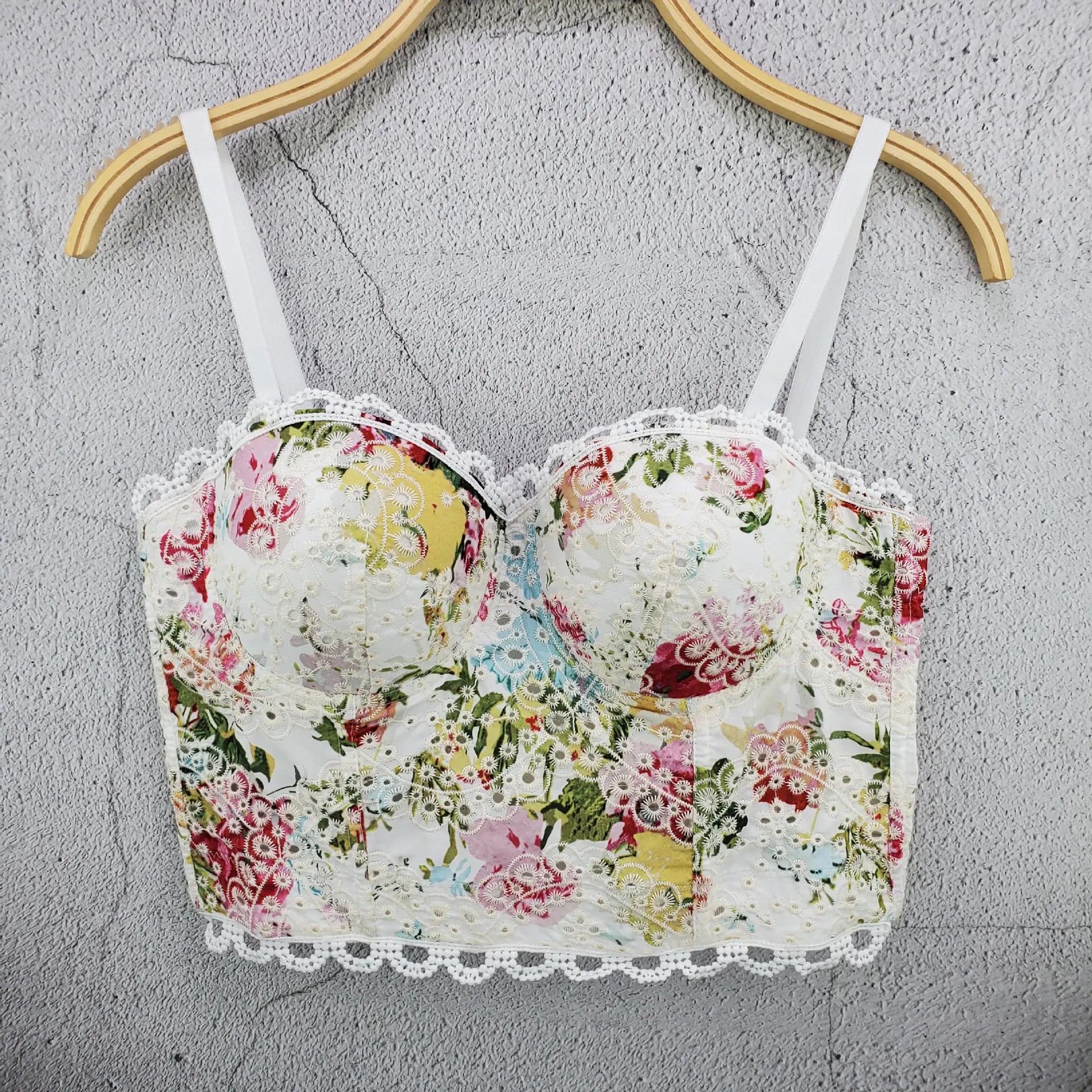 

Women Summer Sexy Flower Print Cotton Boho Tank Tops Fashion Basic Women White Crop Top Female Ladies Sexy Tops Clothes Camis