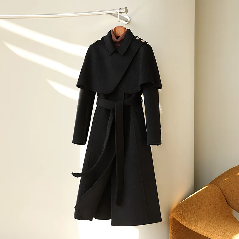 

Wind Cloak Wool Coat Women's Double Face Cloth 2023 Autumn/Winter Zero Cashmere Coat Wool Coat Women's Coat