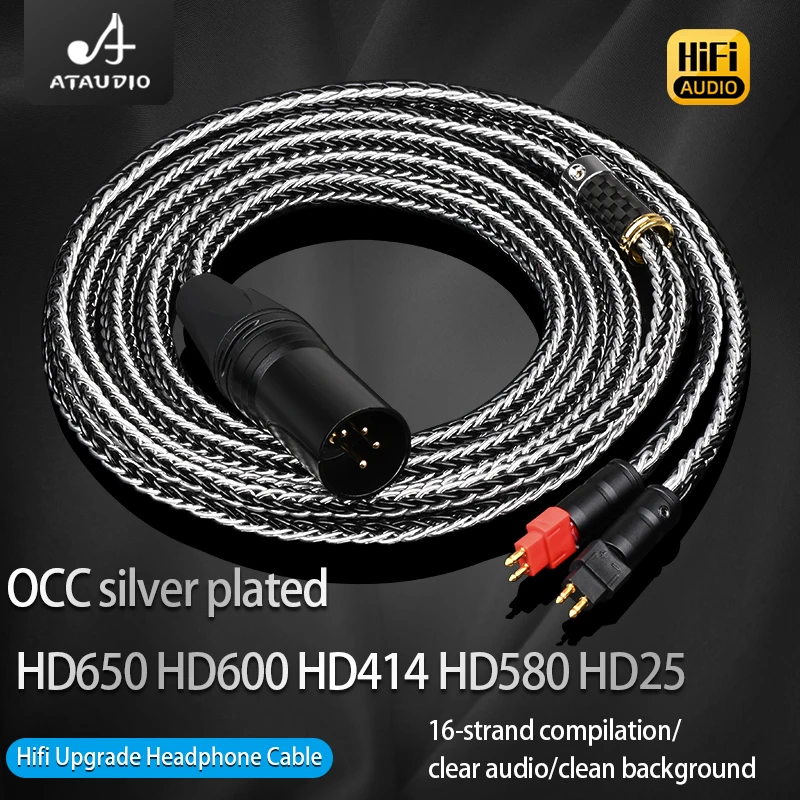 

Hifi 7N OCC Earphone Cable 4.4mm 2.5mm 3.5mm XLR Balanced 16 Strands Silver-plated Mixed Headphone Upgrade Cable