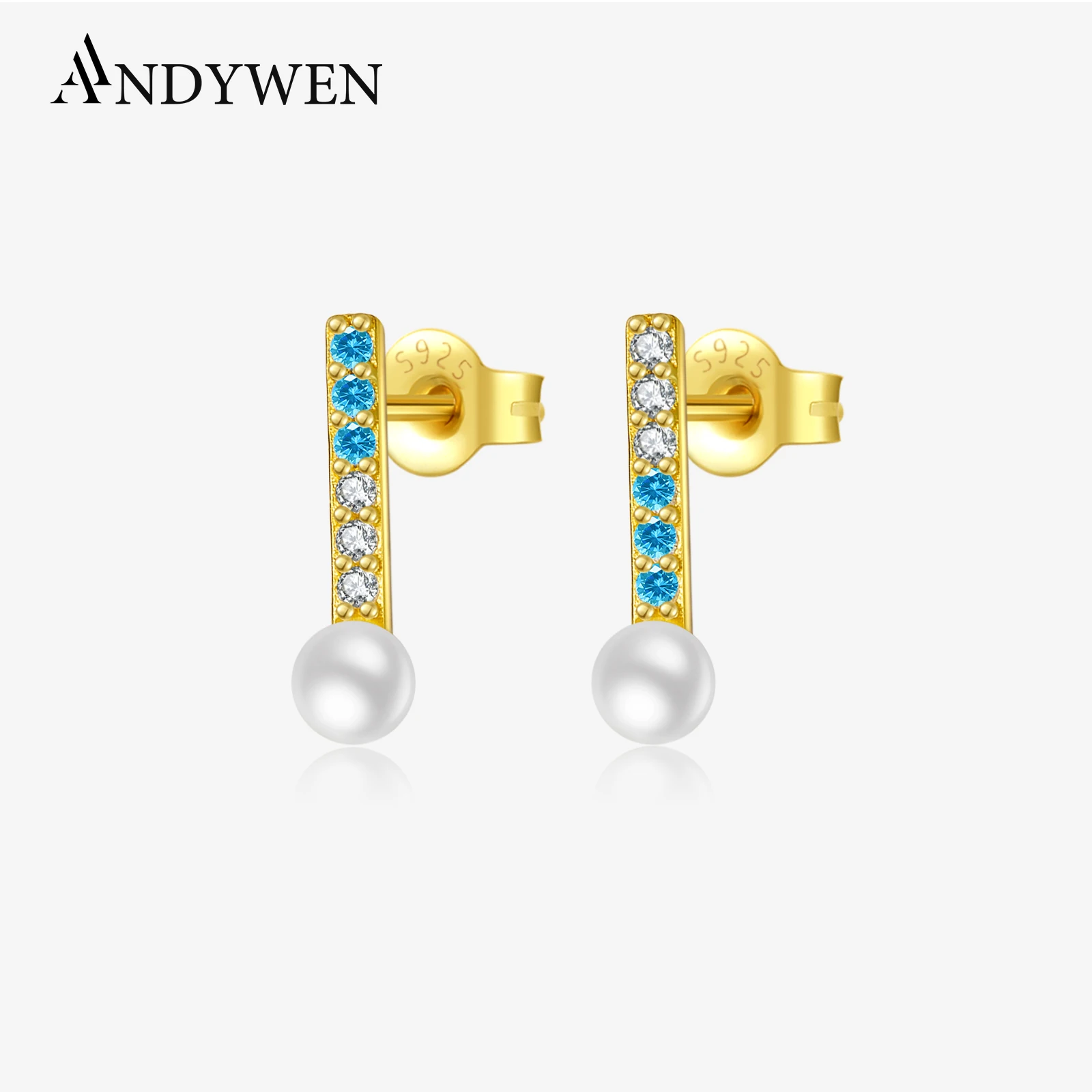 Серьги-гвоздики женские из серебра 925 пробы с фианитами