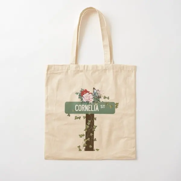 

Cornelia Street 2 Cotton Canvas Bag Grocery Casual Fashion Shoulder Bag Tote Foldable Ladies Shopper Women Fabric Printed