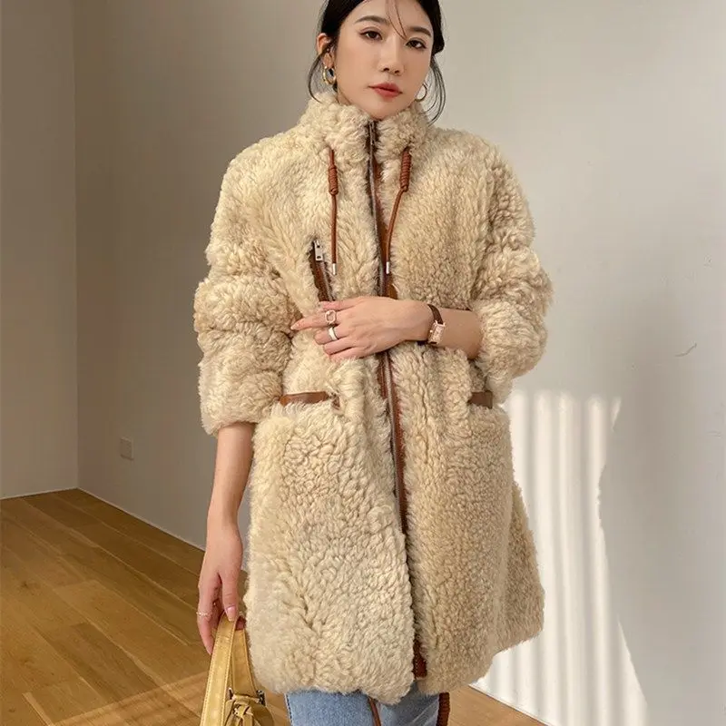 Меховая интегрированная верхняя одежда из овечьей шерсти женская зимняя