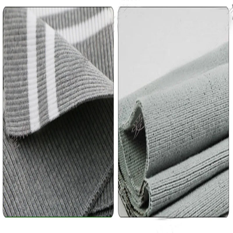 Трикотажная ребристая ткань с утолщенным узором в полоску для шитья своими