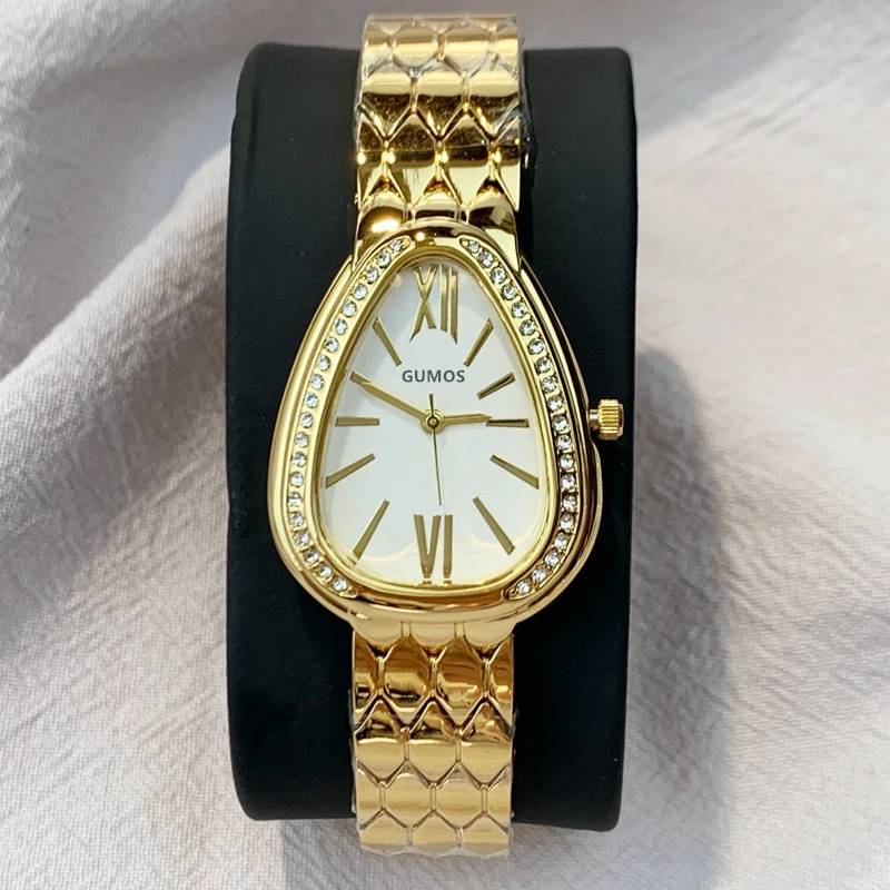 

PABLO RAEZ Women Luxury Snake Style Quartz Dress Watch Fahion Steel Lady Casual Clock Gold Simple Female Girls Party Wristwatch