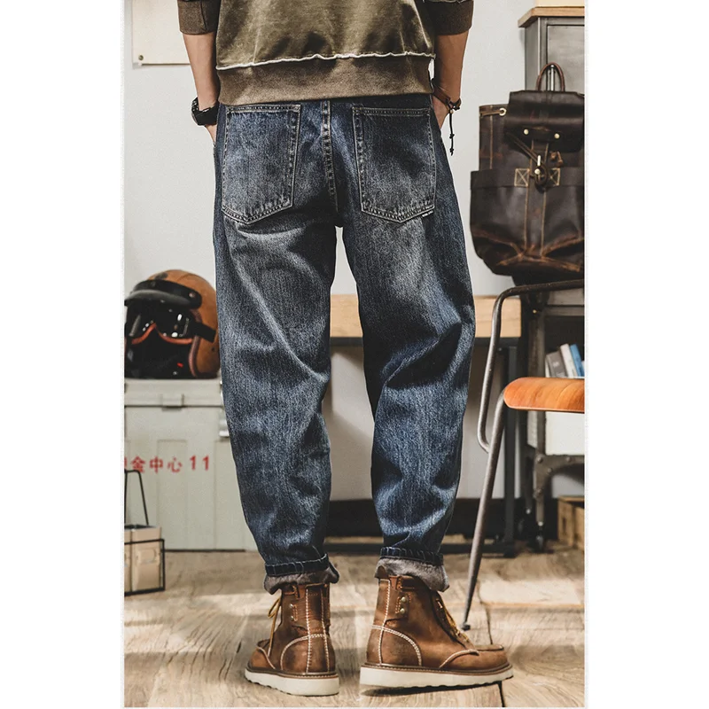 Men Clothing 2022 New Pattern Recreational Vintage Broad Leg Blue Jeans Straight Cylinder Large Loose Cargo Pants Autumn Female