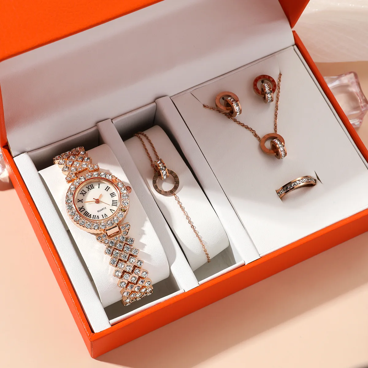 5PCS High end Fashion Women's Full CZ Watch Gift Jewelry Set Commemorative Festivals Gift Gifts Best Choice