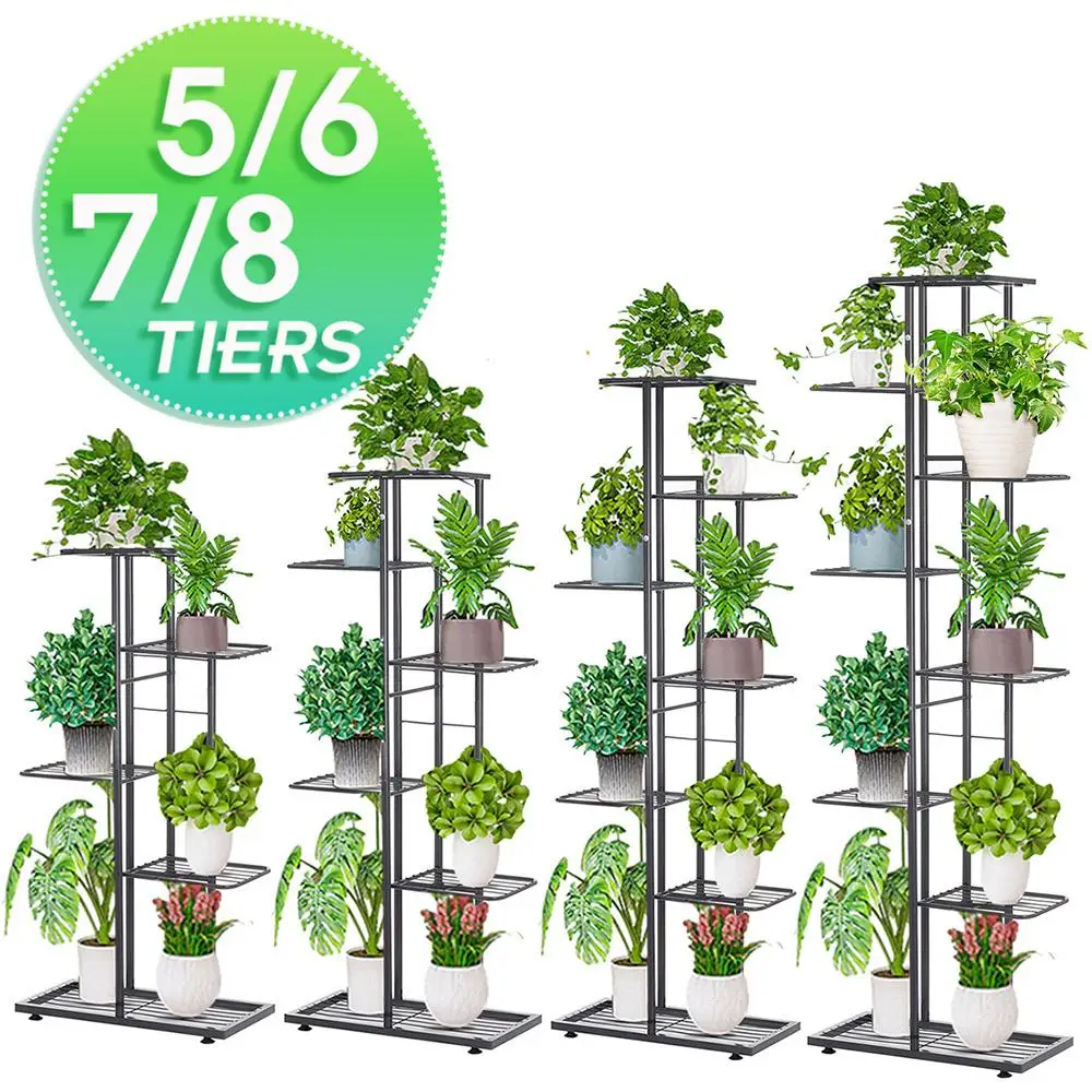 

5/6/7/8Layers Iron Flower Stand Pots Tray Plant Shelves Planter Display Rack Storage Holder Shelf Home Balcony Garden Decoration