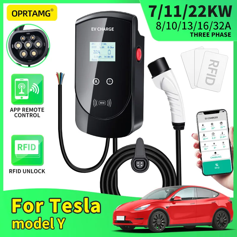 

Зарядная станция для Tesla model Y 3 2010 2011 2012-2022 EV EVSE 16A 32A 1 3 фазы 7 кВт 11 кВт 22 кВт Тип 1 Тип 2 зарядное устройство Wallbox