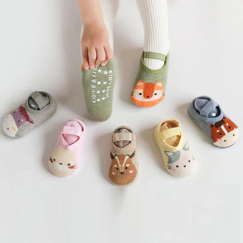 

Socks Newborn Thickened Cartoon Sole Boys Stuff Floor Soft Baby Socks With Infant Rubber Girls Floor Slip Shoes Animal Anti