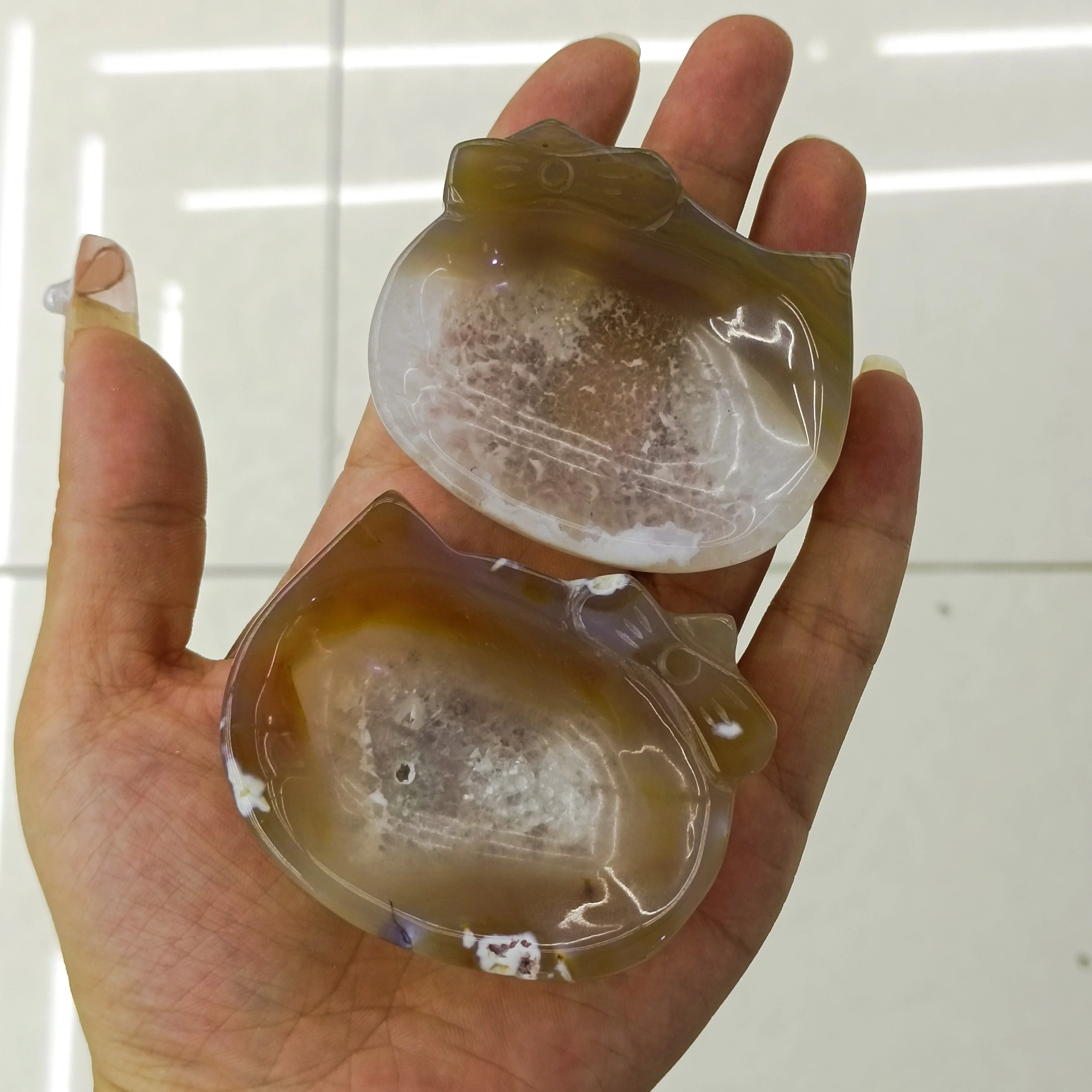 

Миска из натурального агата 6-7 см, 1 шт., блюдо с медведем, кварцевые кристаллы, минеральная кошка, искусственная кожа, пепельница, декоративный подарок