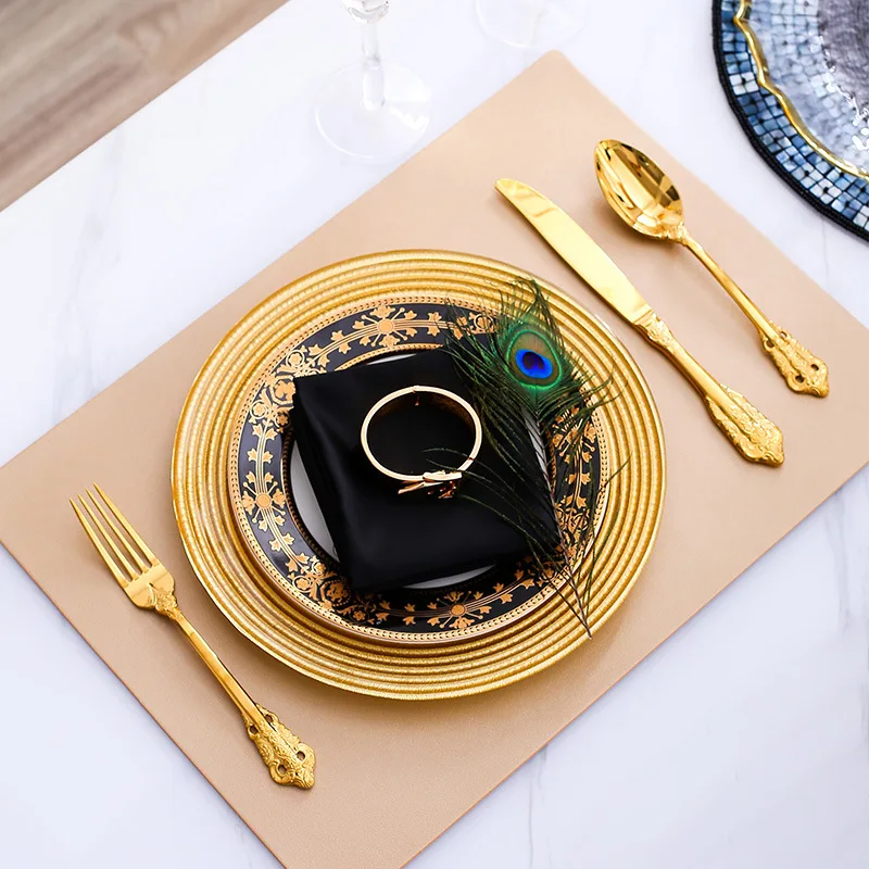 

Table Plates Cutlery Tableware Luxury Gold Knife Fork Spoon Camping Kitchen Tableware Dishes Vaisselle Cuisine Cookware Set