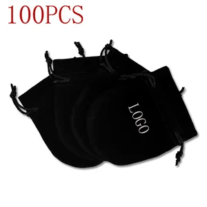 100PCS Black Flannel Bag Pouch For Bead Charm Earrings Necklace jewellery organizer Packaging Jewelr