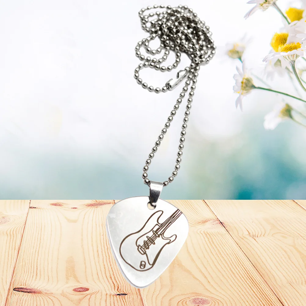 

Guitar Pick Necklace Stainless Steel Charm Ordinary Pu Plain Decoration