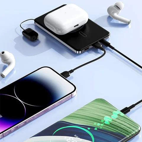 Тонкий внешний аккумулятор 3 в 1 для Magsafe Magnetic Wireless, 20 Вт, портативный внешний аккумулятор с быстрой зарядкой для iPhone 17 16 iWatch Airpods