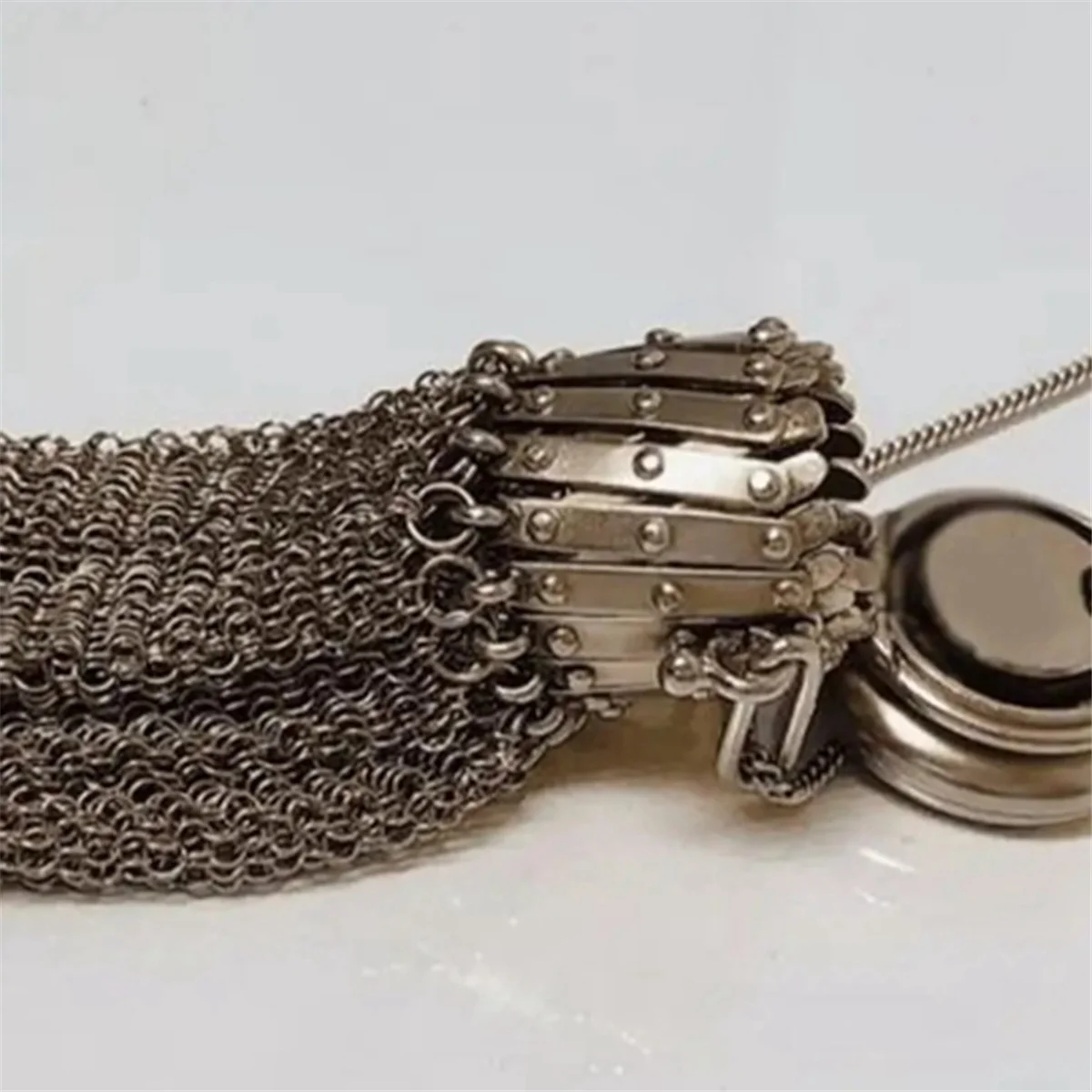 Английский кошелек ручной работы 1920-х годов викторианский серебряный сетчатый с