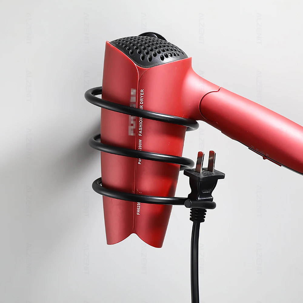 hair dryer holder spiral stand storage rack matte black straighteners organizer wall mount aluminum shelf bathroom accessories free global shipping