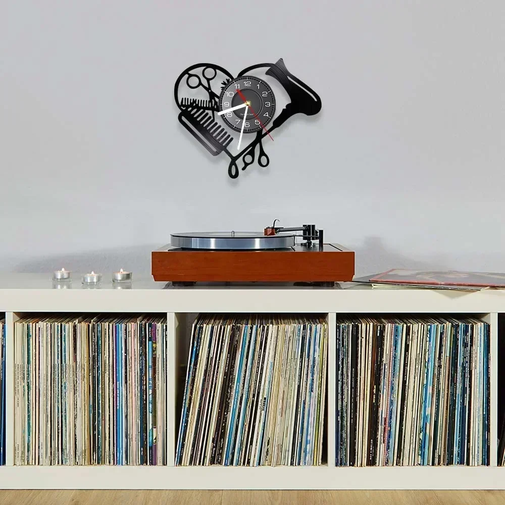 Инструменты для парикмахерской виниловая пластина настенные часы красота